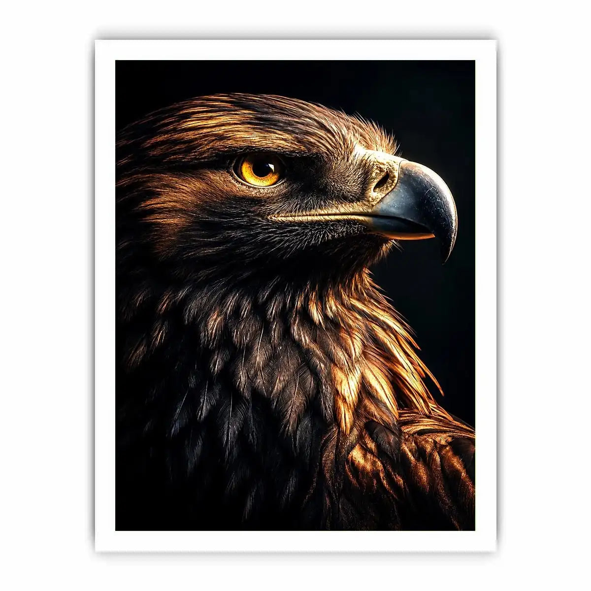 Eagle portrait canvas art with golden light for luxury office wall decor.