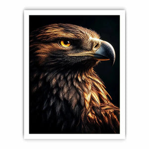 Eagle portrait canvas art with golden light for luxury office wall decor.