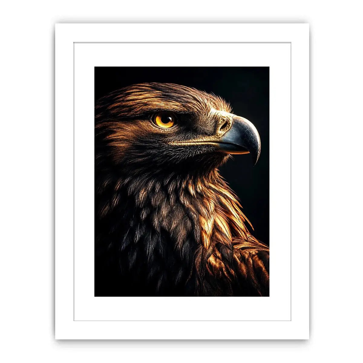 Eagle portrait canvas art with golden light for luxury office wall decor.
