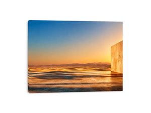 Minimal desert architecture canvas art for warm neutral living room decor.