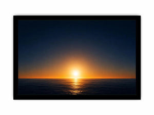 Dark ocean sunset canvas art with golden horizon for modern living room decor.