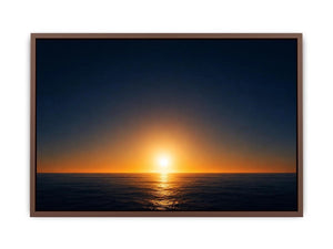 Dark ocean sunset canvas art with golden horizon for modern living room decor.