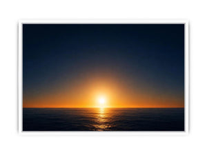 Dark ocean sunset canvas art with golden horizon for modern living room decor.