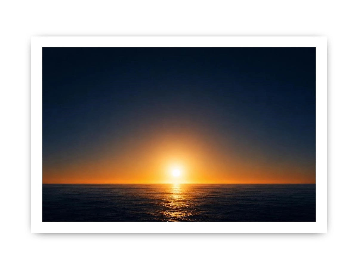 Dark ocean sunset canvas art with golden horizon for modern living room decor.