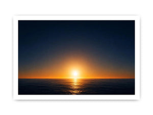 Dark ocean sunset canvas art with golden horizon for modern living room decor.