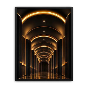 Luxury black and gold arch hallway canvas art for modern entryway decor.
