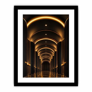 Luxury black and gold arch hallway canvas art for modern entryway decor.