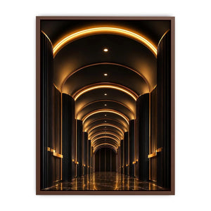 Luxury black and gold arch hallway canvas art for modern entryway decor.