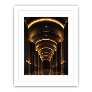 Luxury black and gold arch hallway canvas art for modern entryway decor.