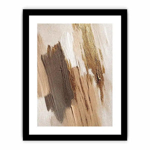 Neutral gold abstract canvas art with textured brush strokes for bedroom decor.