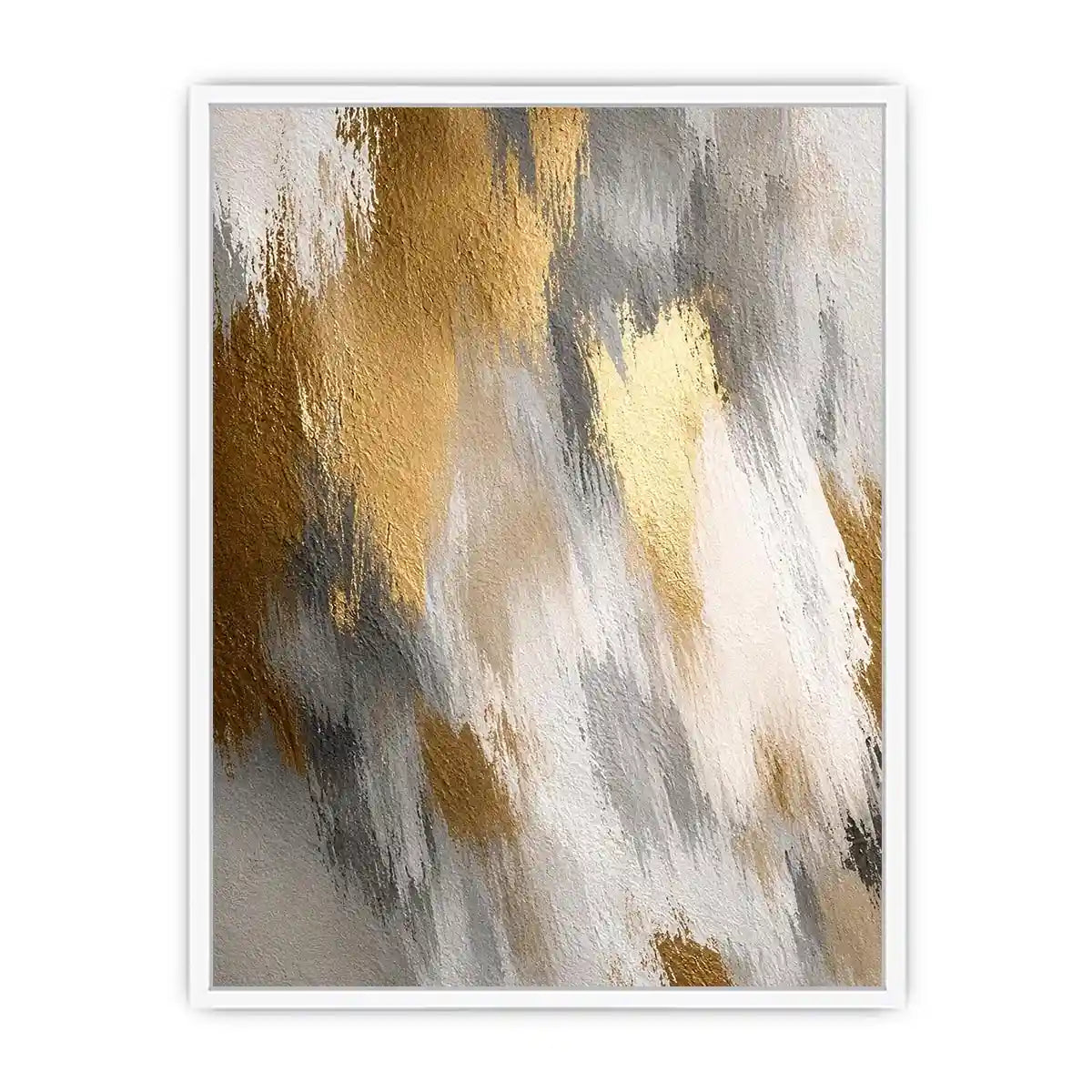 Soft neutral abstract canvas art with beige and gold texture for bedroom wall decor.