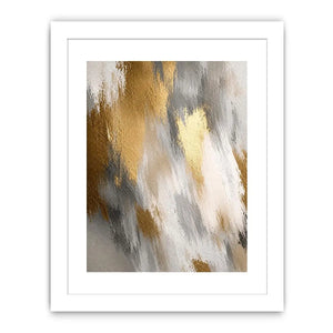 Soft neutral abstract canvas art with beige and gold texture for bedroom wall decor.