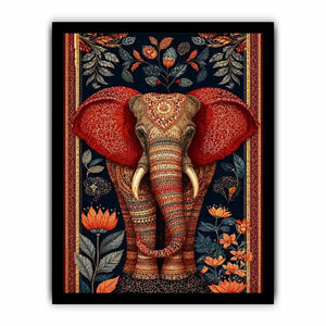 Ornate elephant floral canvas art for luxury living room decor.