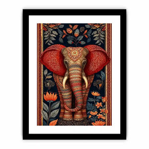 Ornate elephant floral canvas art for luxury living room decor.