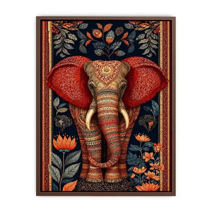 Ornate elephant floral canvas art for luxury living room decor.