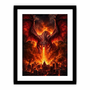 Fiery dragon fantasy canvas art for bold office or game room decor.