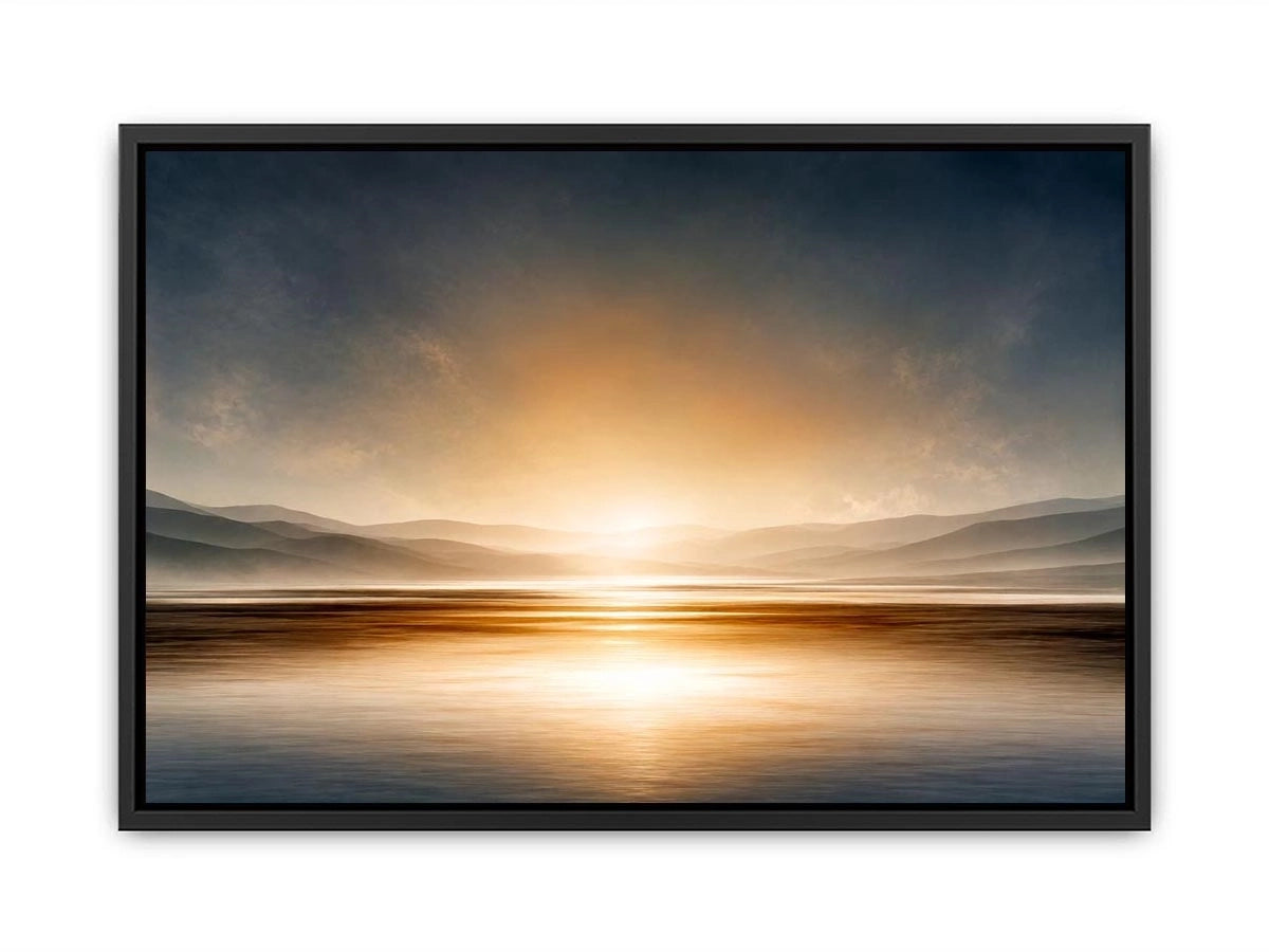 Minimal neutral shoreline canvas art for calm bedroom decor.