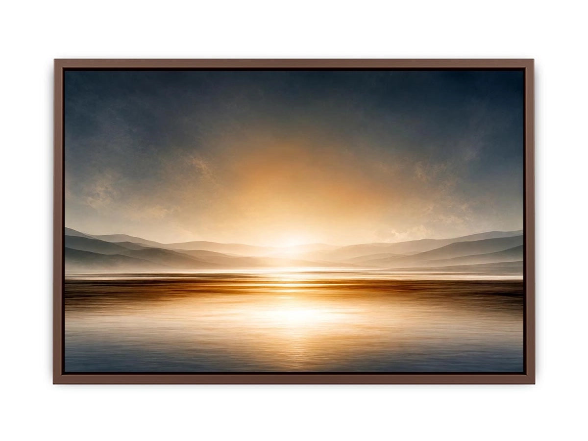 Minimal neutral shoreline canvas art for calm bedroom decor.