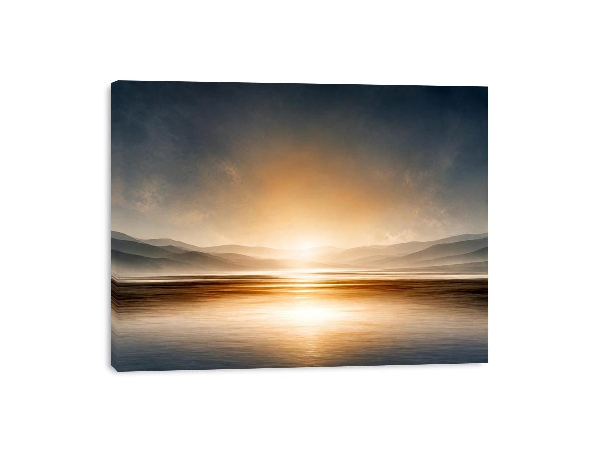 Minimal neutral shoreline canvas art for calm bedroom decor.