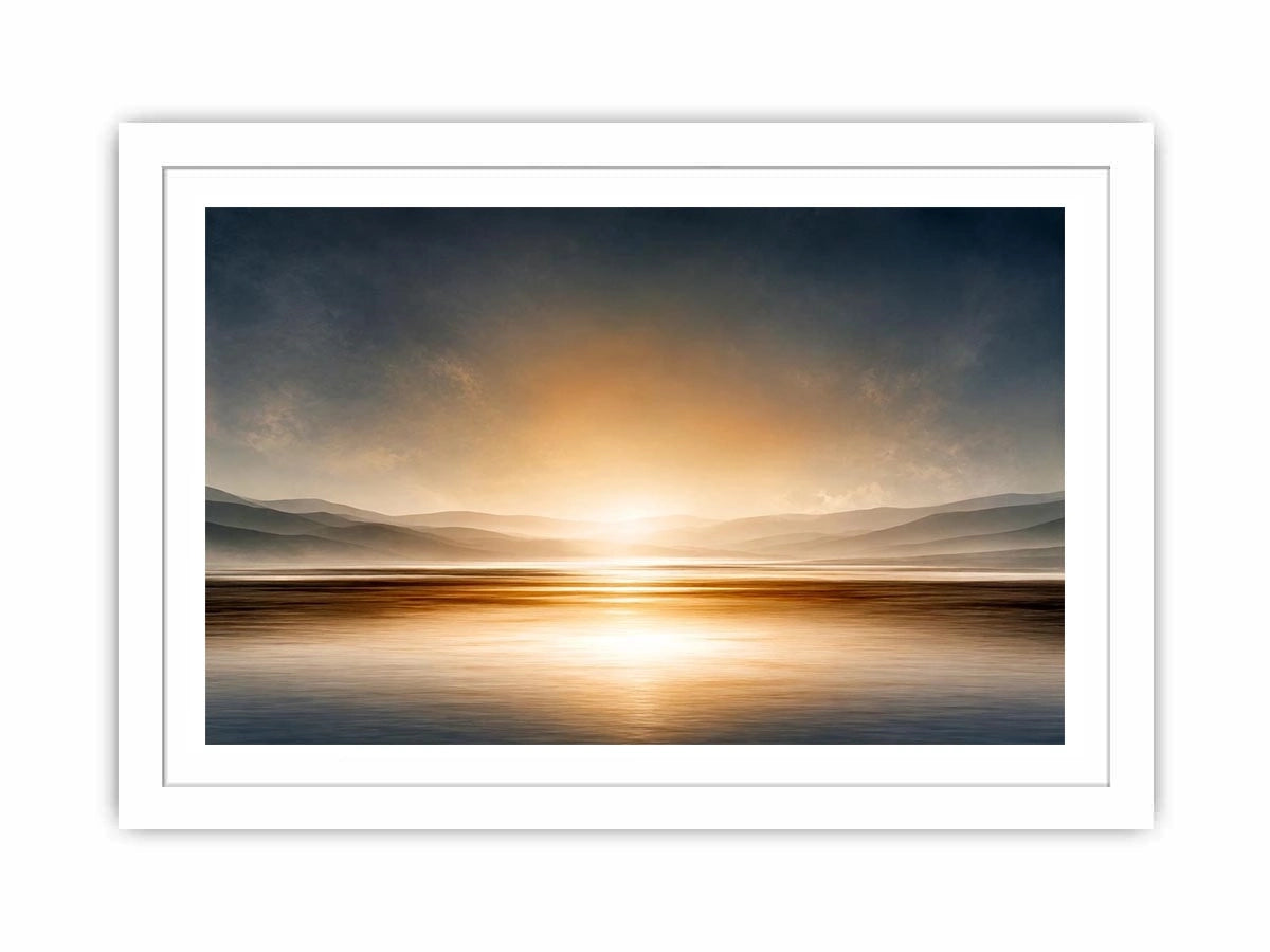 Minimal neutral shoreline canvas art for calm bedroom decor.