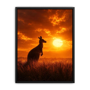 Kangaroo sunset canvas art for warm bedroom or hallway decor.