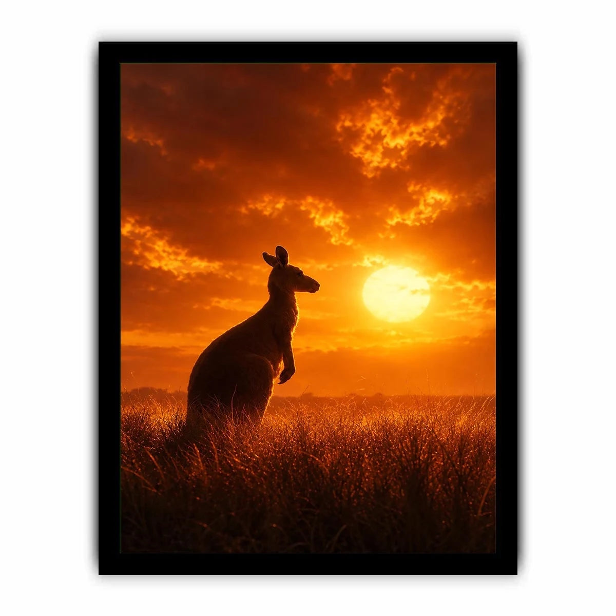 Kangaroo sunset canvas art for warm bedroom or hallway decor.