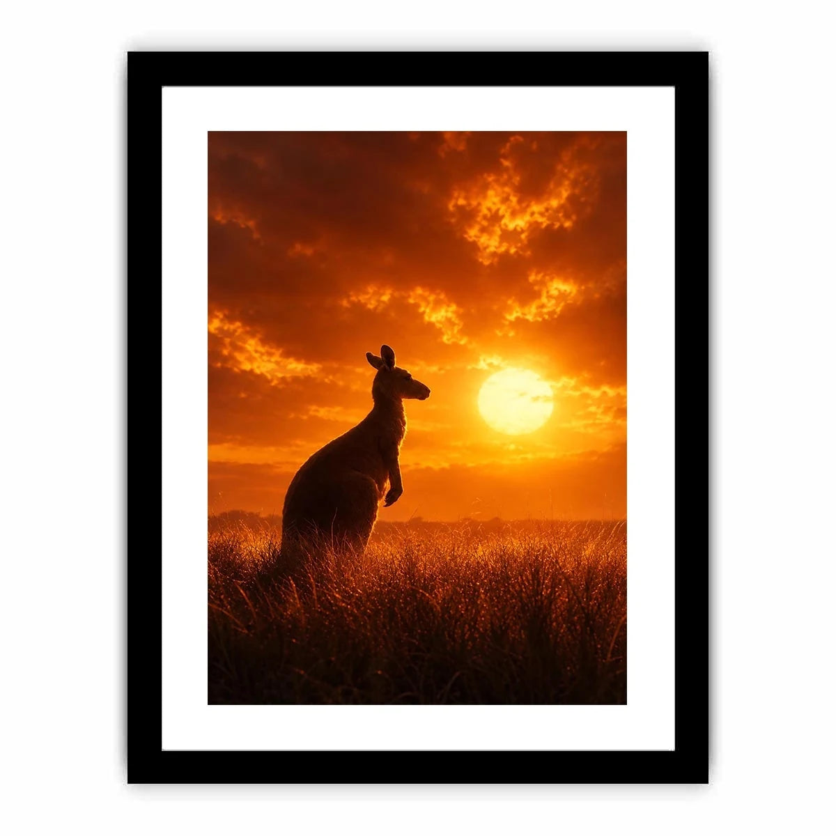 Kangaroo sunset canvas art for warm bedroom or hallway decor.