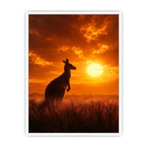 Kangaroo sunset canvas art for warm bedroom or hallway decor.