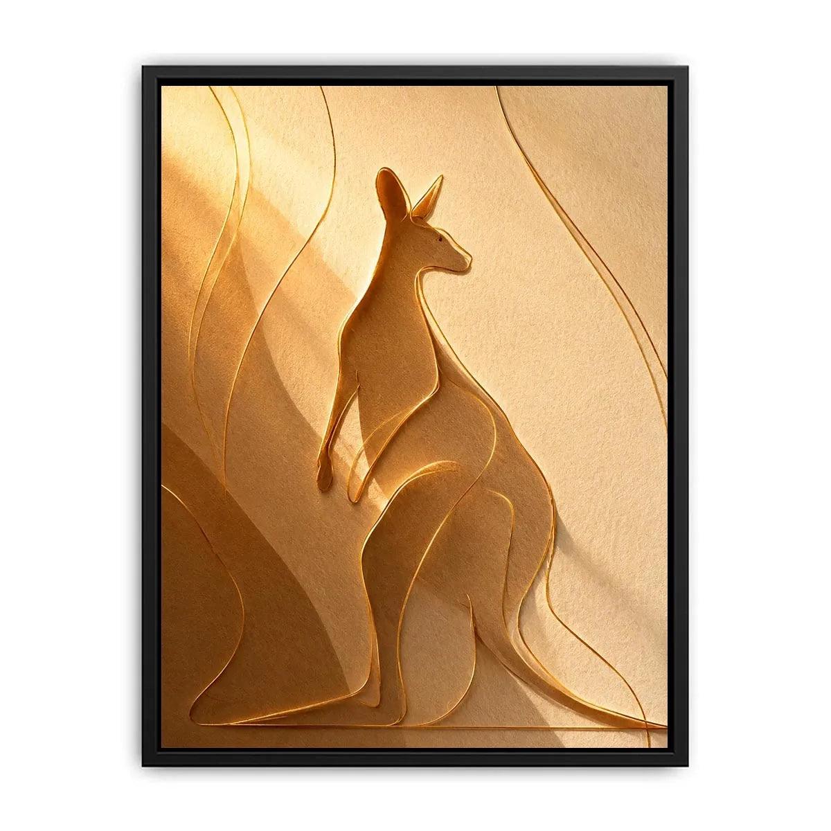 Minimal kangaroo line art canvas for neutral bedroom decor.