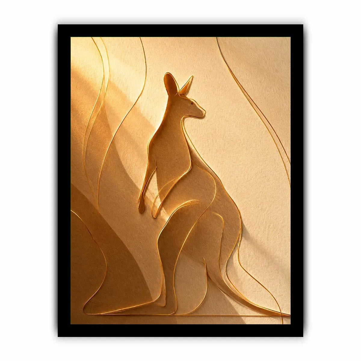 Minimal kangaroo line art canvas for neutral bedroom decor.