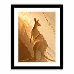Minimal kangaroo line art canvas for neutral bedroom decor.