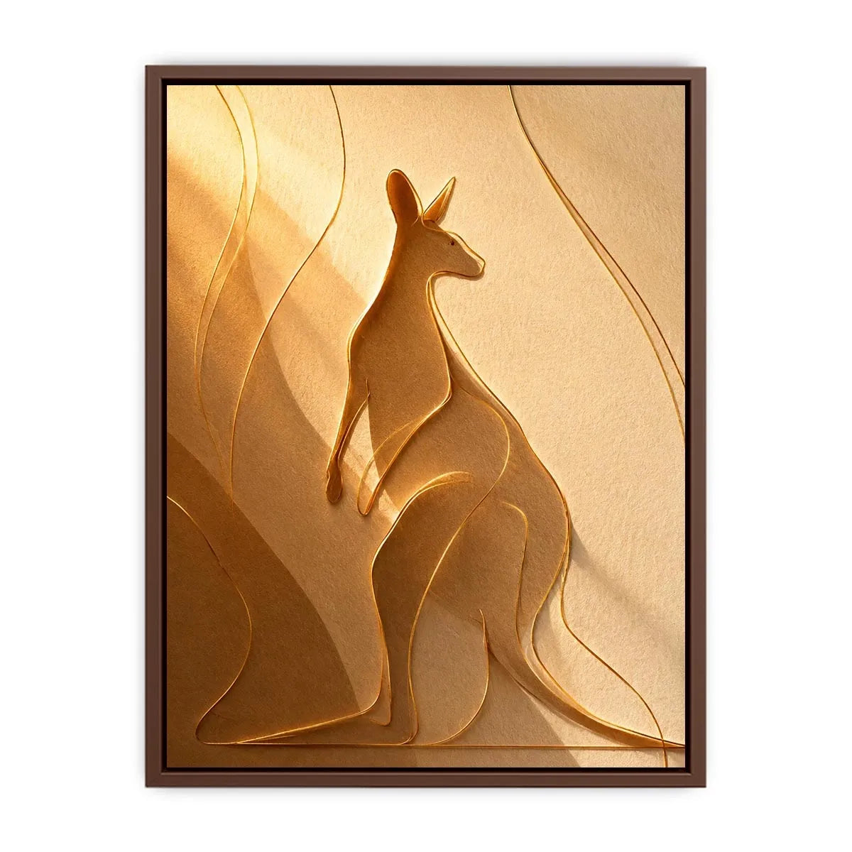 Minimal kangaroo line art canvas for neutral bedroom decor.