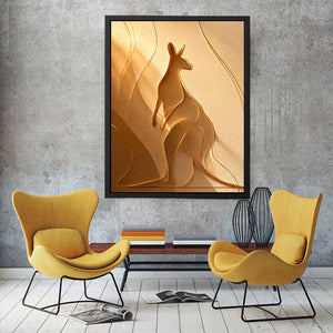 Minimal kangaroo line art canvas for neutral bedroom decor.