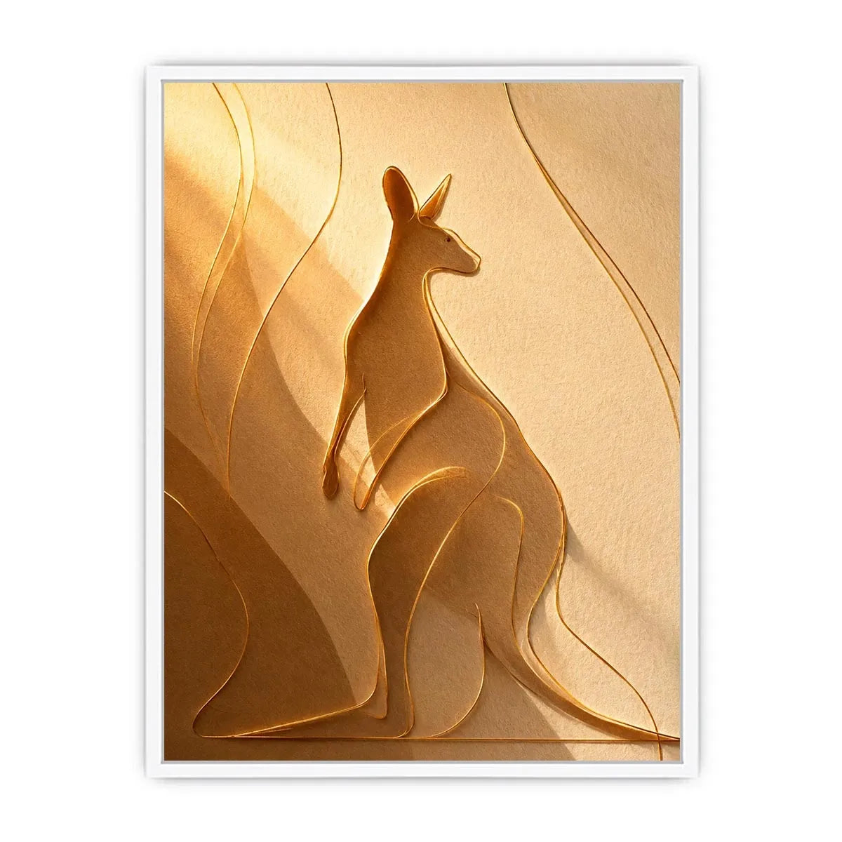 Minimal kangaroo line art canvas for neutral bedroom decor.