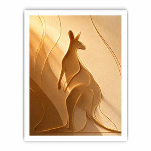 Minimal kangaroo line art canvas for neutral bedroom decor.