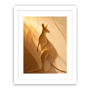 Minimal kangaroo line art canvas for neutral bedroom decor.