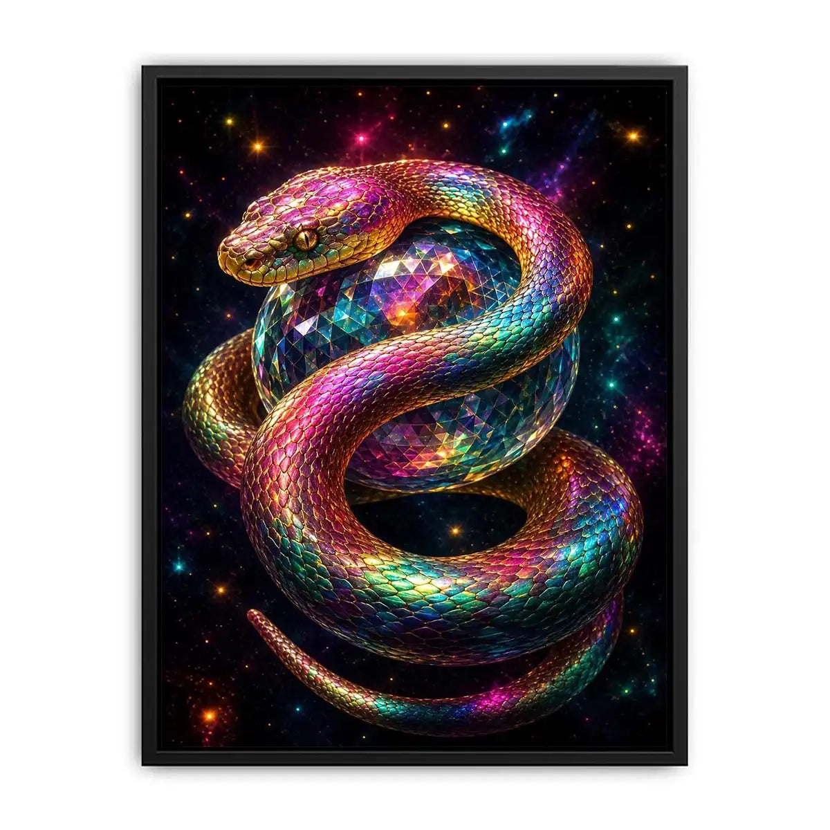 Colorful fantasy snake canvas art for bold creative room decor.