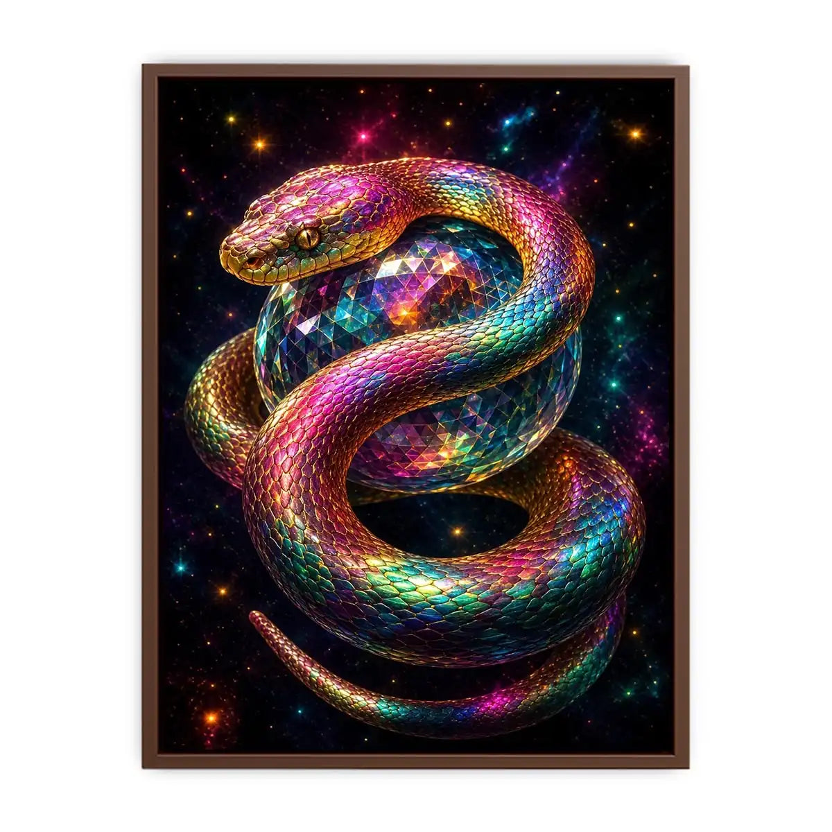 Colorful fantasy snake canvas art for bold creative room decor.