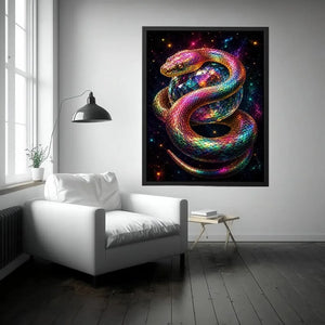 Colorful fantasy snake canvas art for bold creative room decor.