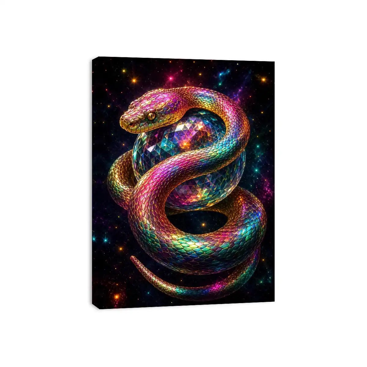 Colorful fantasy snake canvas art for bold creative room decor.