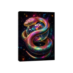 Colorful fantasy snake canvas art for bold creative room decor.