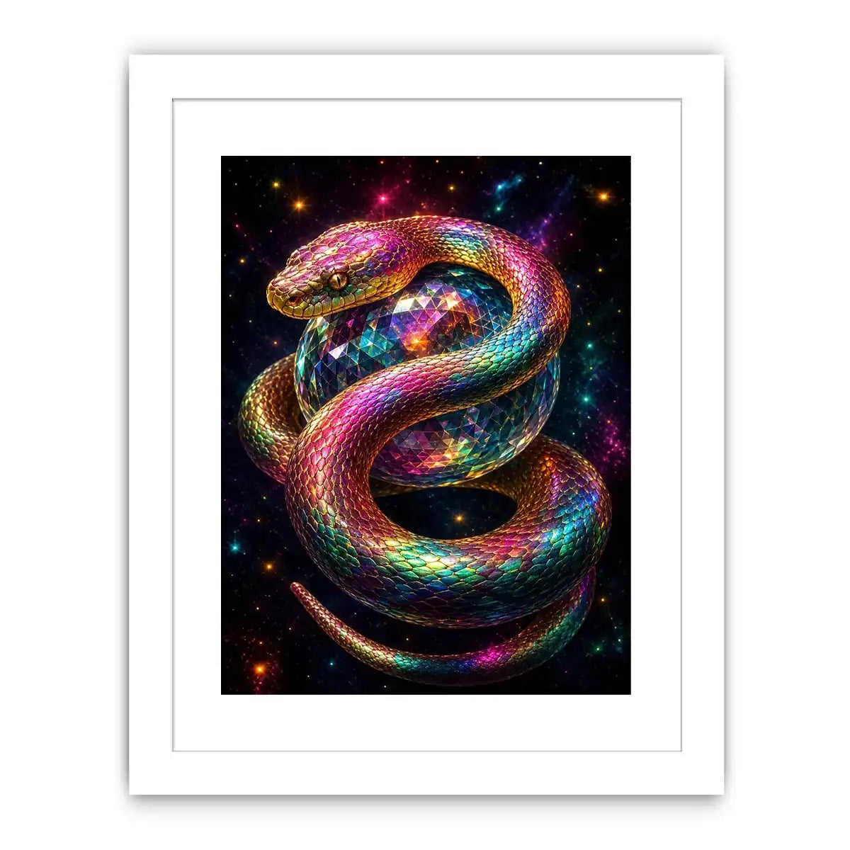 Colorful fantasy snake canvas art for bold creative room decor.