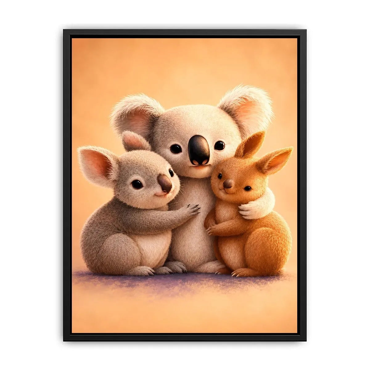 Cute koala and kangaroo canvas art for nursery or kids room decor.