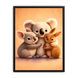 Cute koala and kangaroo canvas art for nursery or kids room decor.