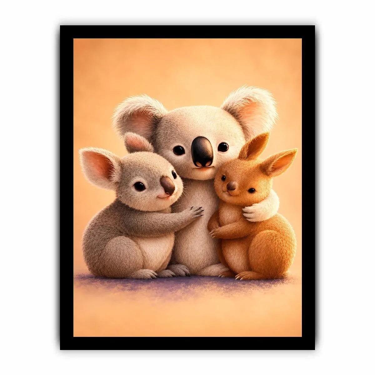 Cute koala and kangaroo canvas art for nursery or kids room decor.