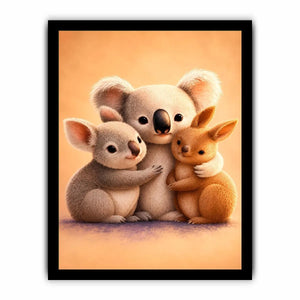 Cute koala and kangaroo canvas art for nursery or kids room decor.
