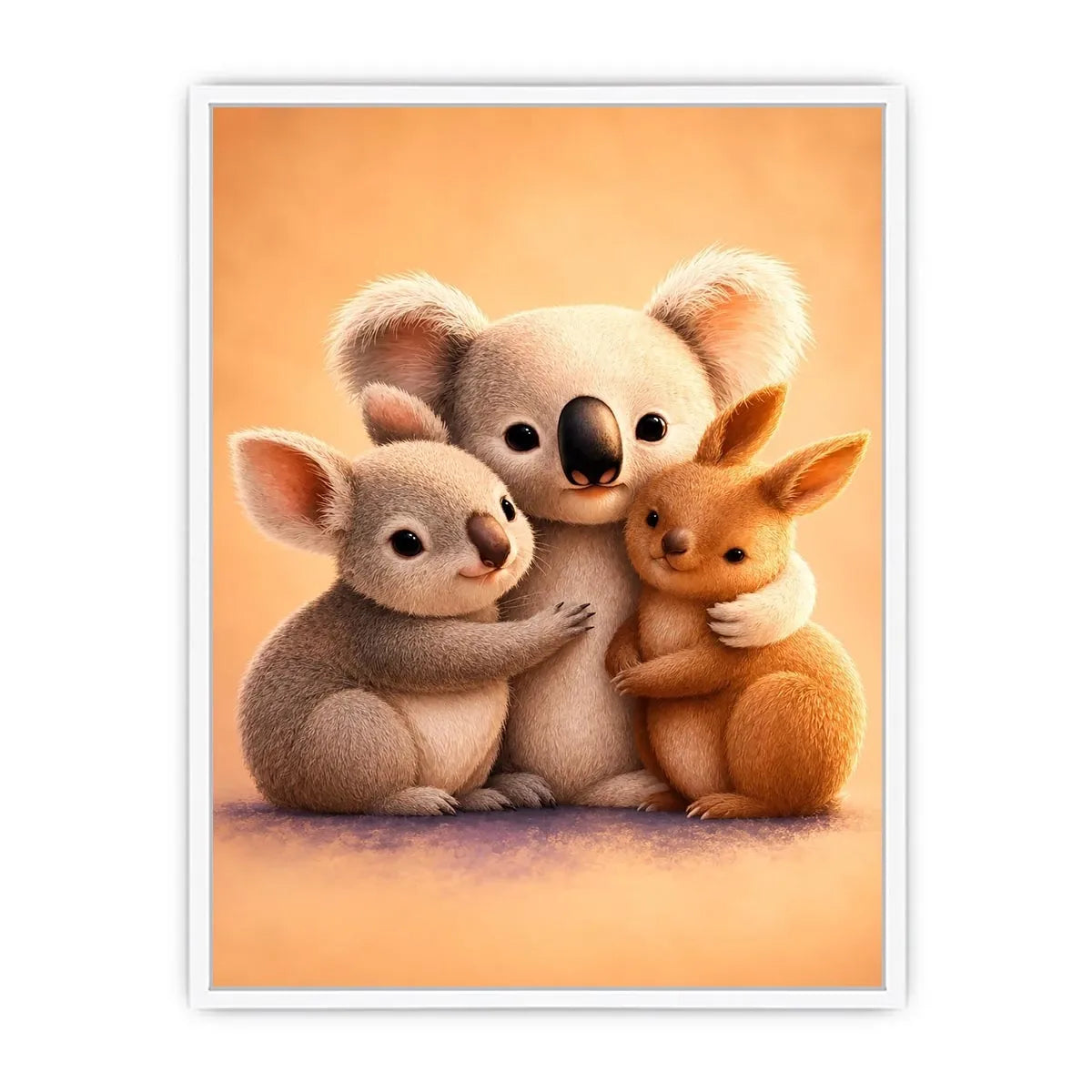 Cute koala and kangaroo canvas art for nursery or kids room decor.