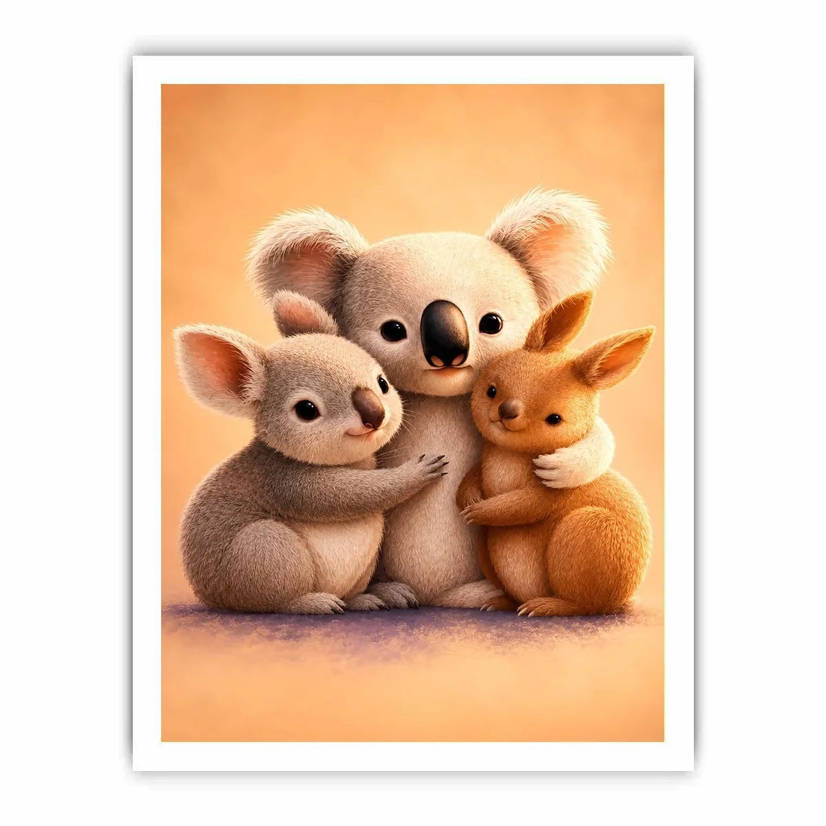 Cute koala and kangaroo canvas art for nursery or kids room decor.