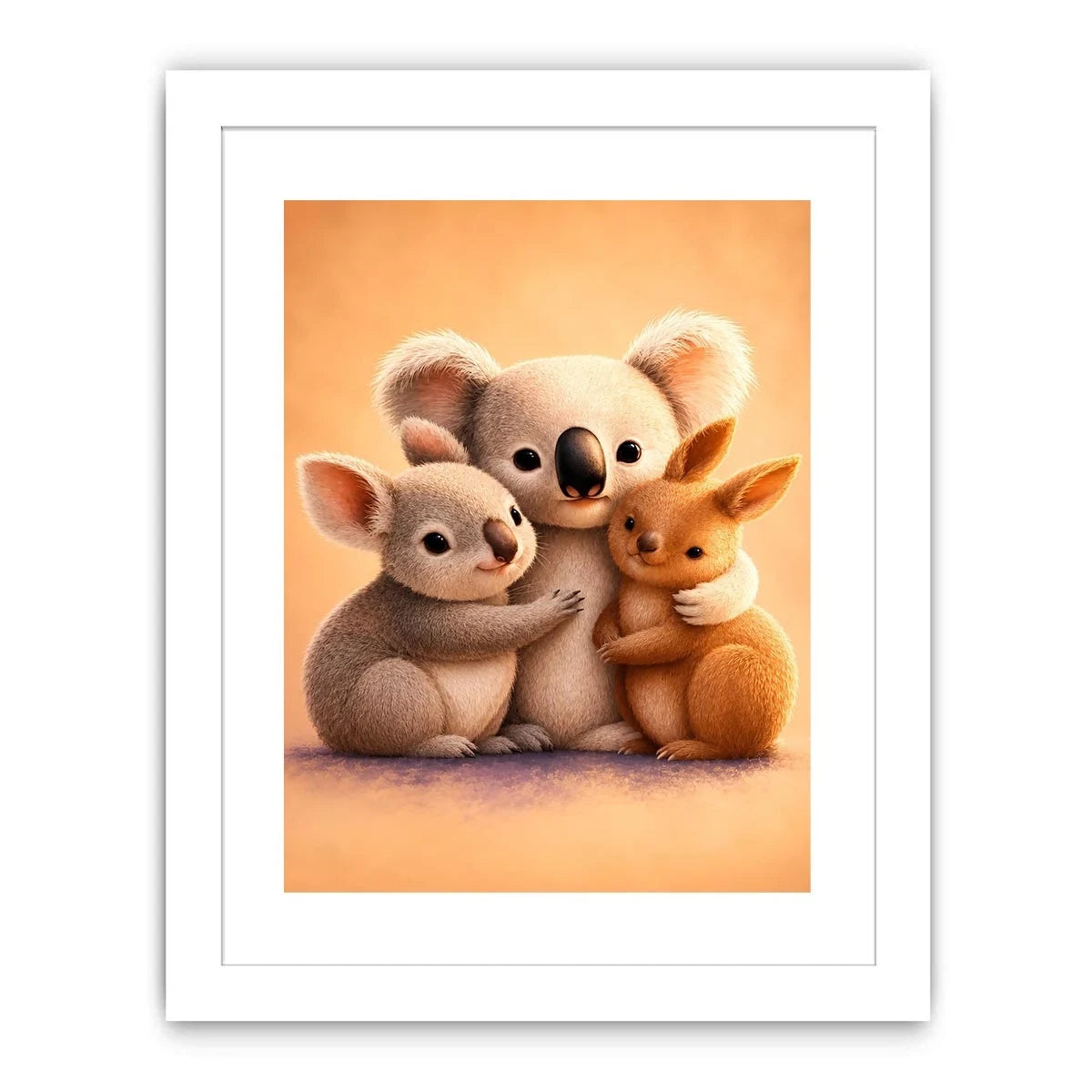 Cute koala and kangaroo canvas art for nursery or kids room decor.