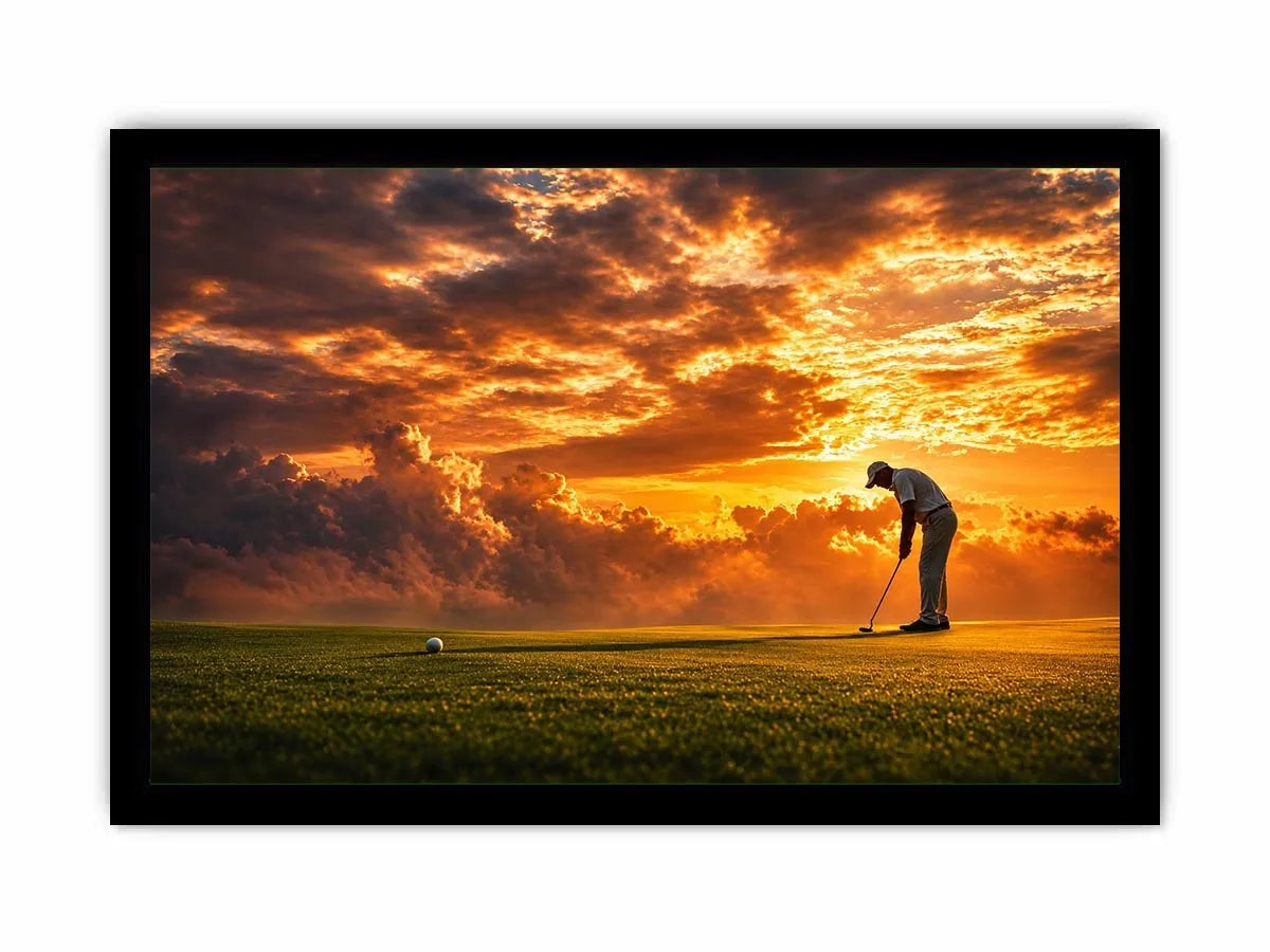 Golf sunset canvas art for office, mancave, or living room decor.
